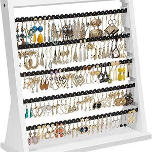 Earring Holder Organizer, Rustic Wood Earring Holder Stand, 5 Layer Jewelry Hold